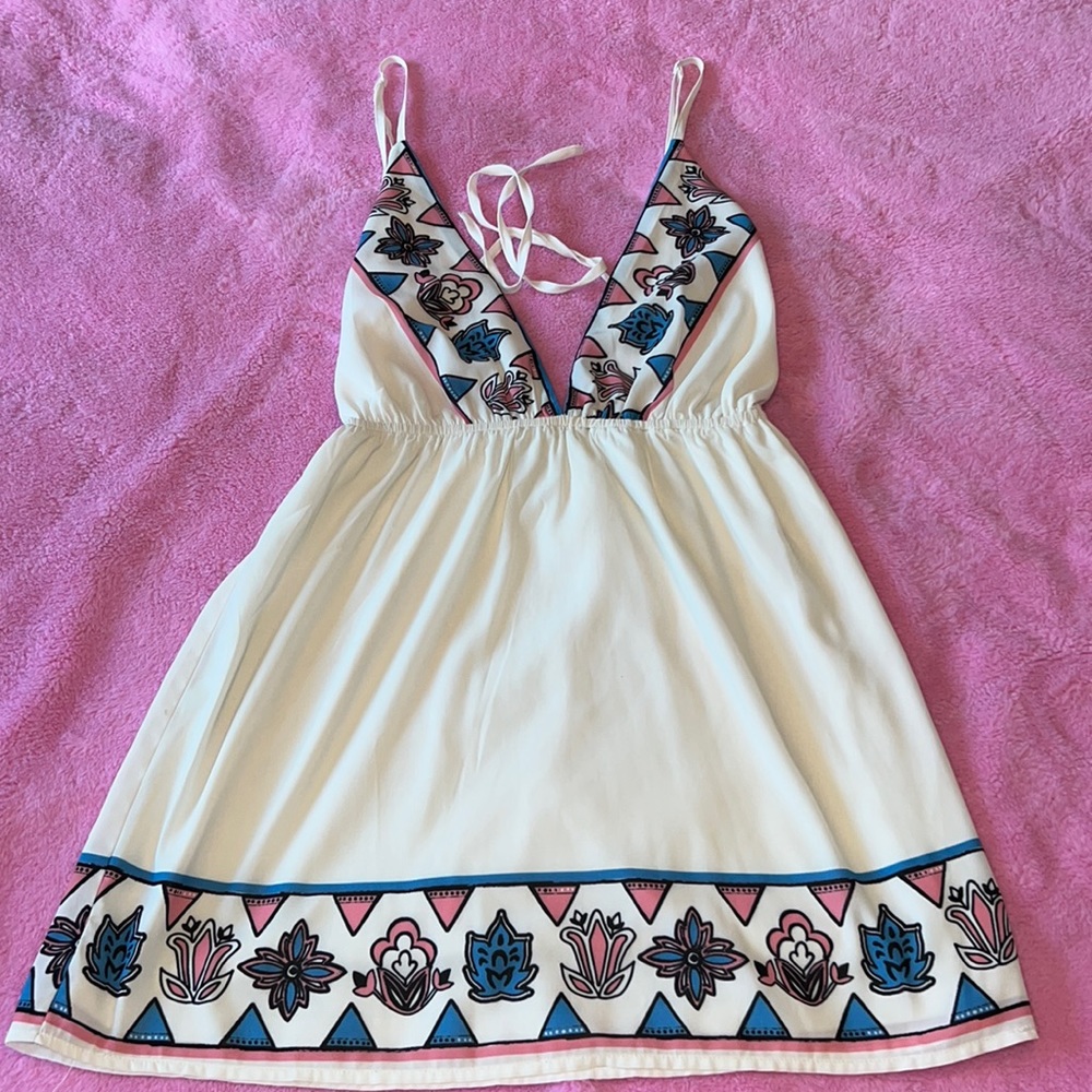 Sabo Skirt White, Blue, and Pink Dress